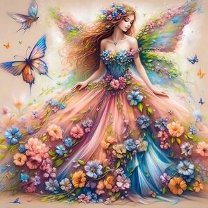 Butterfly Fairy Girl DIY 5D Full Round Drill Diamond Painting